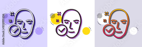 Health skin line icon. Halftone dotted pattern. Gradient icon with grain shadow. Face care sign. Cosmetic lotion symbol. Line health skin icon. Various designs. Vector