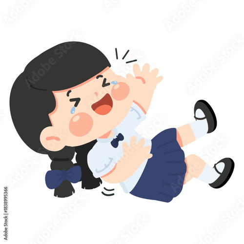 Cartoon Girl Laughing So Hard She is Crying