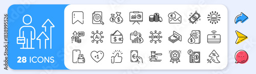 Bid offer, Cyber attack and Business results line icons. Interest rate, AI generate, Inflation icons. Pack of Phone wallet, Analytics chart, Payment icon. Vector