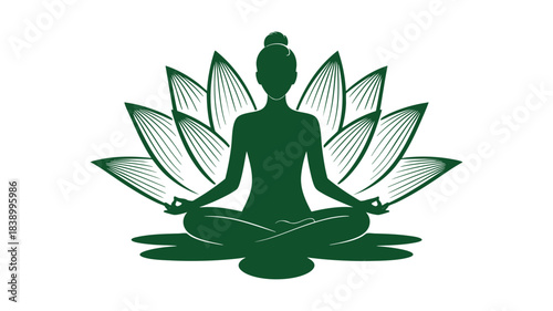 Meditating woman lotus yoga posture Vector