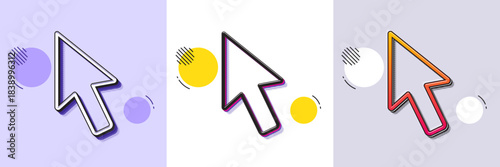 Mouse cursor line icon. Halftone dotted pattern. Gradient icon with grain shadow. Click action sign. Arrow pointer symbol. Line cursor icon. Various designs. Vector