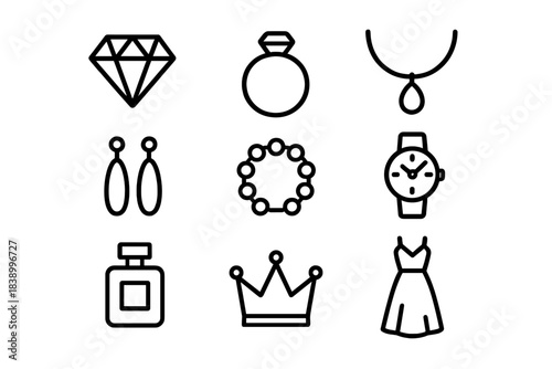 set of wedding accessories