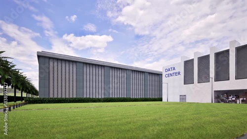 3d rendering data center building exterior 4k footage