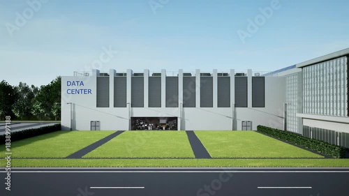 3d rendering data center building exterior 4k footage