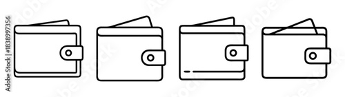 Minimalist wallet icons set for finance and payment applications