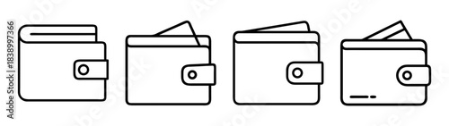 Wallet and money line icons set. financial payment graphic symbol
