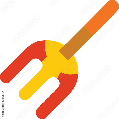 Garden fork icon, small hand tool for digging soil, gardening and horticulture concept