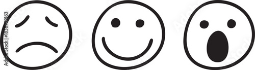 Sad, happy, and surprised emoji vector illustration eps silhouette