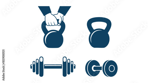 Fitness equipment icons for workout