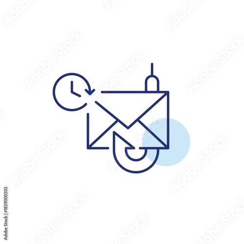 Phishing messages and clock. Time-sensitive scam, threat monitoring. Pixel perfect, editable stroke vector icon