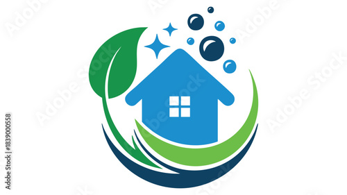 Clean home eco service logo design