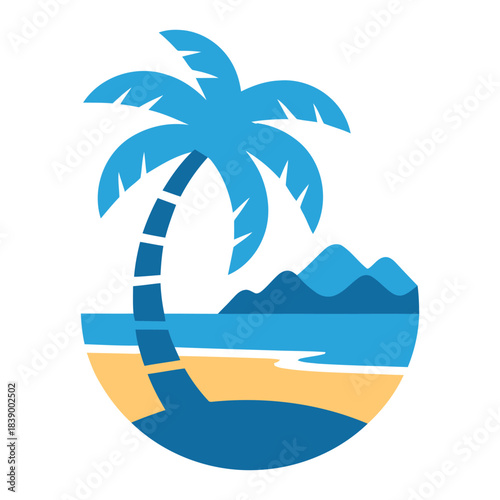 Tropical island beach scene illustration