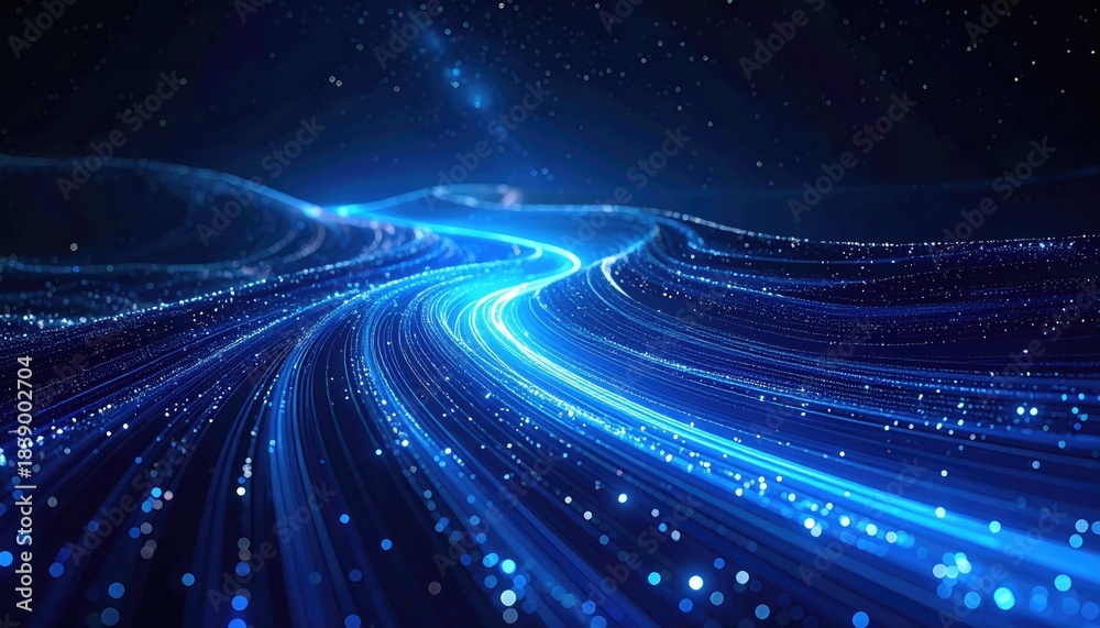 Obraz premium Digital artistic rendering of a flowing blue river of light in a dark, starry cosmos