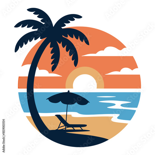 Tropical beach sunset vacation scene