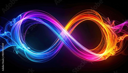 Wallpaper Mural A vibrant, flowing abstract of the infinity symbol, rendered with colorful light and smoke Torontodigital.ca