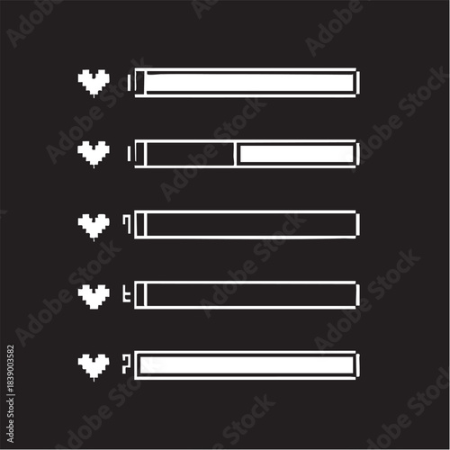 Pixel art health bars: retro game ui design vector eps silhouette