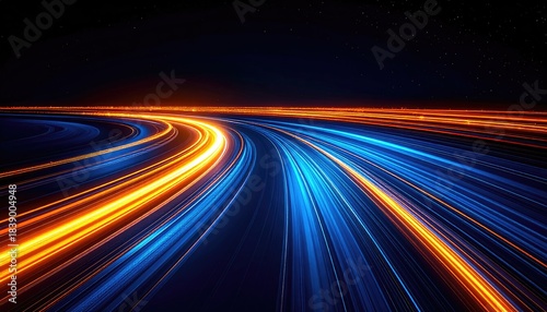 Wallpaper Mural Abstract long exposure shot of speeding lights forming curved streaks against a dark sky Torontodigital.ca