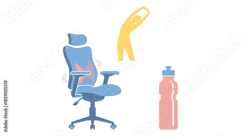 Office Ergonomics - Chair, Stretch, and Hydration for a Healthy Workday.