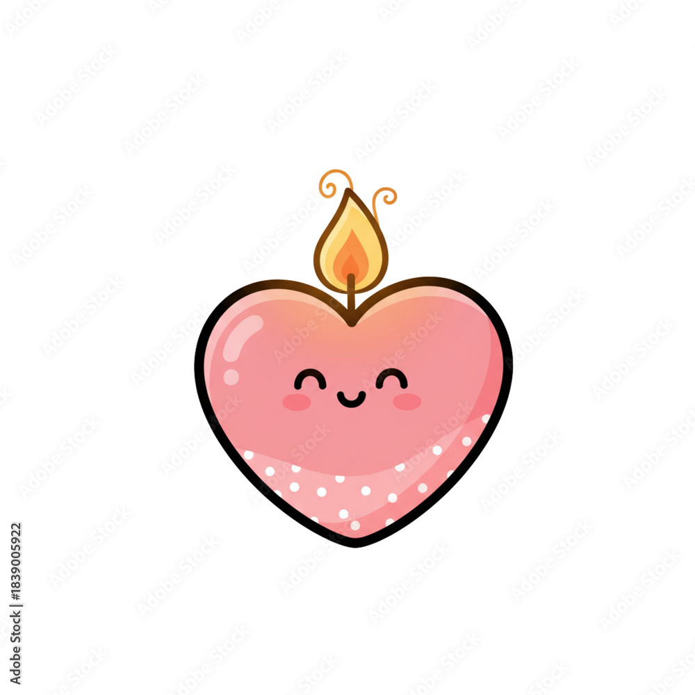 Fototapeta premium Red heart candle of love vector illustration for Valentine's Day design 