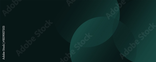 A dark green background with smooth, overlapping circles. The background is green with a gradient texture, creating a modern, abstract style. Minimal abstract circles vector gradient background