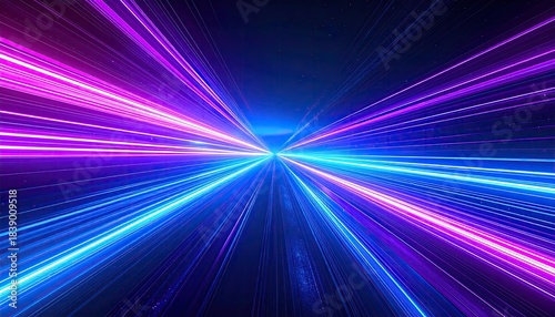 Wallpaper Mural Vivid streaks of pink, blue, and purple light converge into a vanishing point Torontodigital.ca