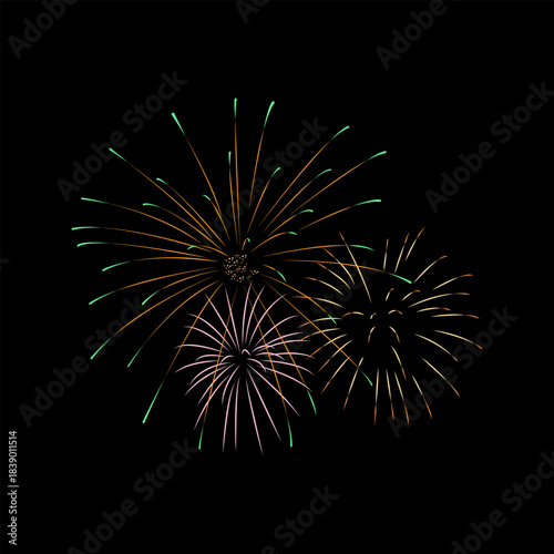 Firework Vector with black background.