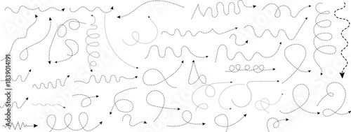 Collection of Hand-Drawn Arrows and Swirls, Graphic Elements for Design and Navigation