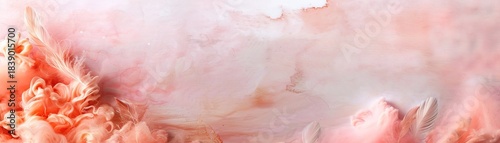 Phoenix feathers appear to form a colorful border with fiery tones. The background has soft shades and textures that blend well with the feathers