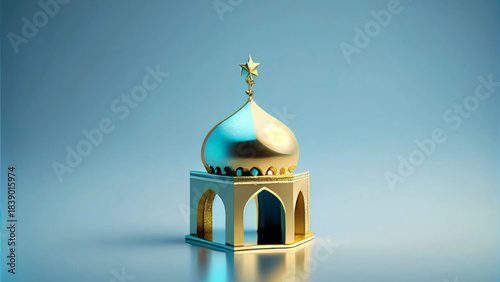 Vector illustration mosque in the evening