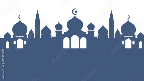 Vector ilustration of a blue mosque with white background