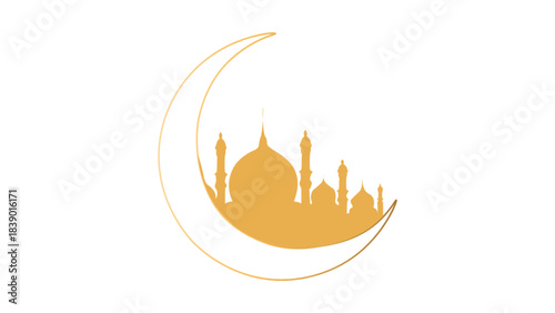 Vektor ilustration of a gold mosque with white background