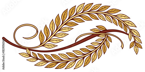 golden leaves on brown stem design clip art preview