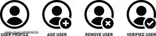 User profile icons add remove verified user account management add user icon remove user icon