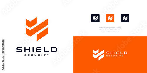 Shield Check Mark For Strong Security Guard Logo Design Template