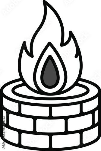 Campfire fire pit icon flame outdoor heating vector illustration