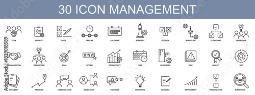 30 management icon outline pack