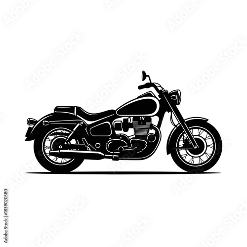 Classic black cruiser motorcycle illustration
