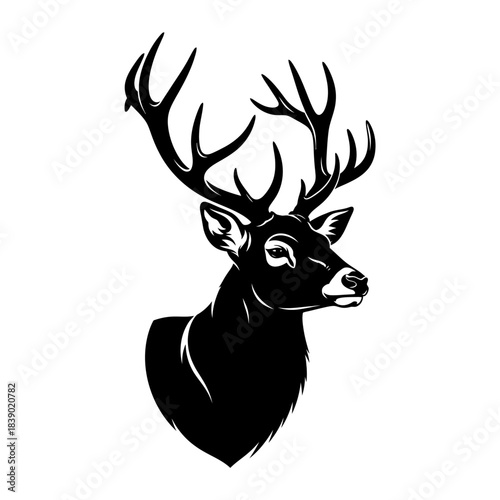 Stag head silhouette with large antlers