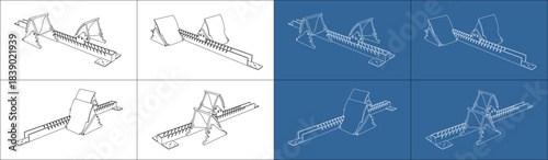 Isometric Starting Block Outline Illustration for Sprinting on White and Blue