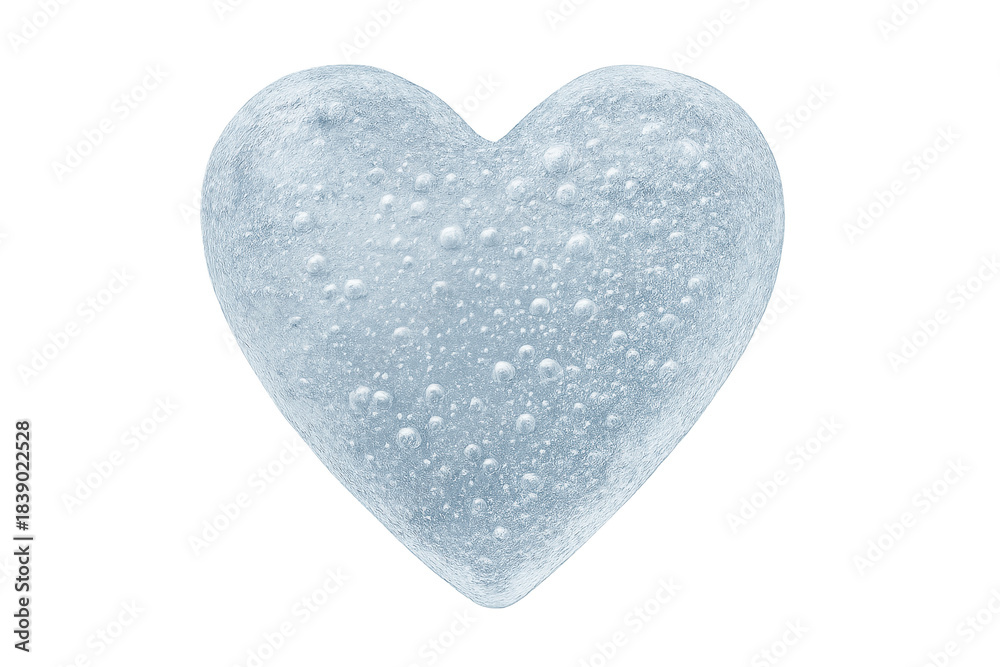 Fototapeta premium Ice heart with bubbles, symbolizing frozen love concept