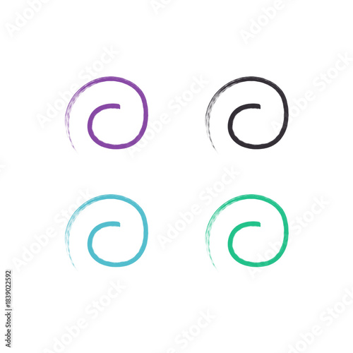 COLORFUL SWIRL SPIRALS DESIGN ELEMENTS VECTOR ISOLATED ON WHITE