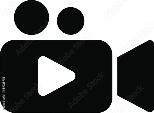 Video Camera Play Icon Black Silhouette