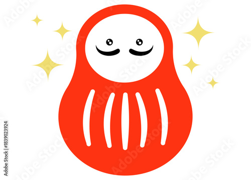 お正月・年賀状素材　キラキラした目のダルマさん　2