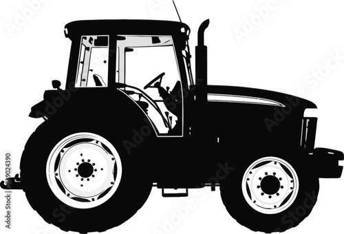 Farm tractor silhouette agriculture machinery vector