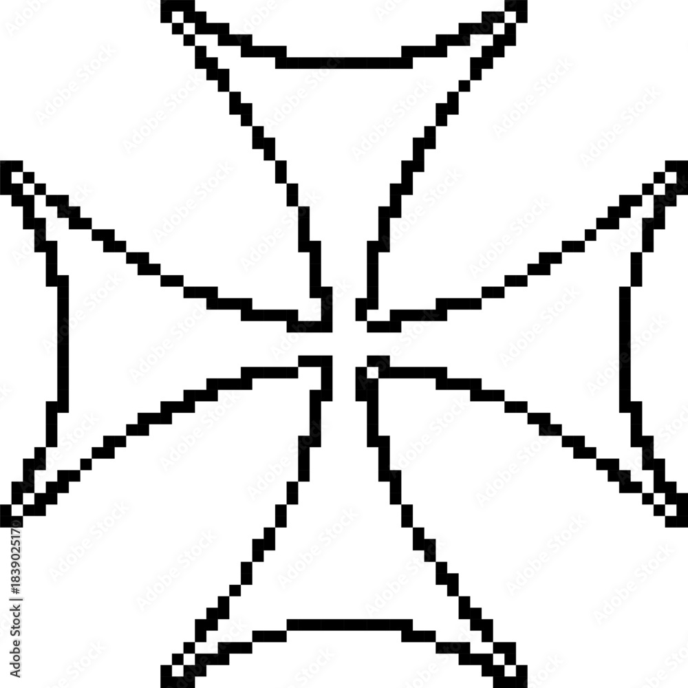 Fototapeta premium Bolnisi cross 8-bit pixel icon. Vector illustration.