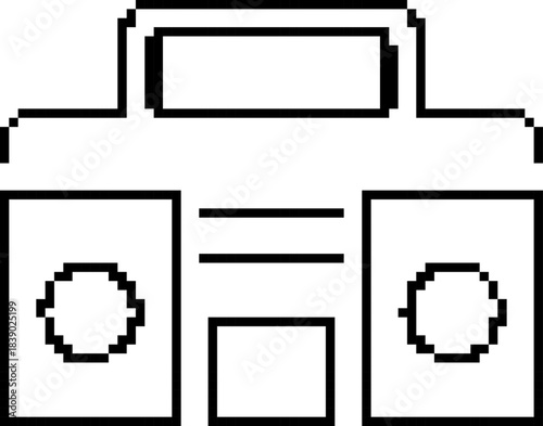Boom box 8-bit pixel icon. Vector illustration.