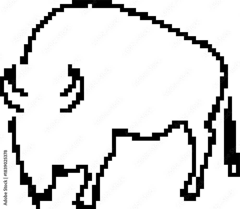 Fototapeta premium Buffalo 8-bit pixel icon. Vector illustration.