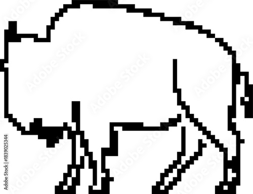 Buffalo 8-bit pixel icon. Vector illustration.