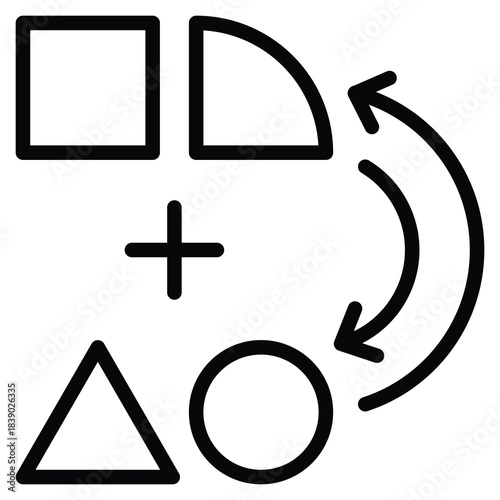 Double Displacement (Double Replacement) Reaction Icon Line Vector Illustration