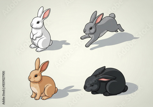 I made a rabbit icon design. Rabbits of various kinds, 4 colors white, black, brown, black